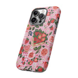 Strawberry Collage Phone Case - Pink Trendy Aesthetic Protective Phone Cover for iPhone, Samsung, Pixel