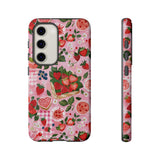 Strawberry Collage Phone Case - Pink Trendy Aesthetic Protective Phone Cover for iPhone, Samsung, Pixel