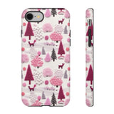Pink Winter Woodland Aesthetic Embroidery Phone Case for iPhone, Samsung, Pixel iPhone 8 / Glossy