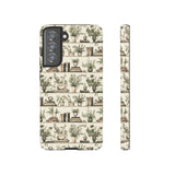 Bookshelf Phone Case - Neutral Beige Books and Plants Protective Cover for iPhone, Samsung, Pixel