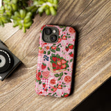 Strawberry Collage Phone Case - Pink Trendy Aesthetic Protective Phone Cover for iPhone, Samsung, Pixel