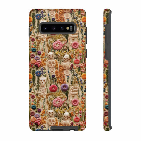 Skeletons in Bloom Garden 3D Aesthetic Phone Case for iPhone, Samsung, Pixel