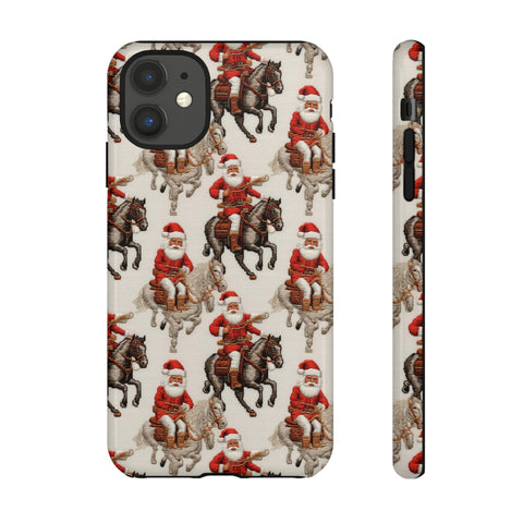 Cowboy Santa Embroidery Phone Case for iPhone, Samsung, Pixel