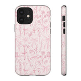 Pink Floral Bow Phone Case - Preppy Bows Protective Phone Cover for iPhone, Samsung, Pixel