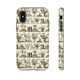 Bookshelf Phone Case - Neutral Beige Books and Plants Protective Cover for iPhone, Samsung, Pixel