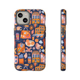 Citrus Coast Collage Phone Case - Blue Orange Trendy Coastal Art Protective Phone Cover for iPhone, Samsung, Pixel