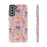 Whirly Bows Phone Case - Pink Preppy Flowers Protective Cover for iPhone, Samsung, Pixel