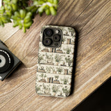 Bookshelf Phone Case - Neutral Beige Books and Plants Protective Cover for iPhone, Samsung, Pixel