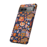 Citrus Coast Collage Phone Case - Blue Orange Trendy Coastal Art Protective Phone Cover for iPhone, Samsung, Pixel