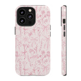 Pink Floral Bow Phone Case - Preppy Bows Protective Phone Cover for iPhone, Samsung, Pixel