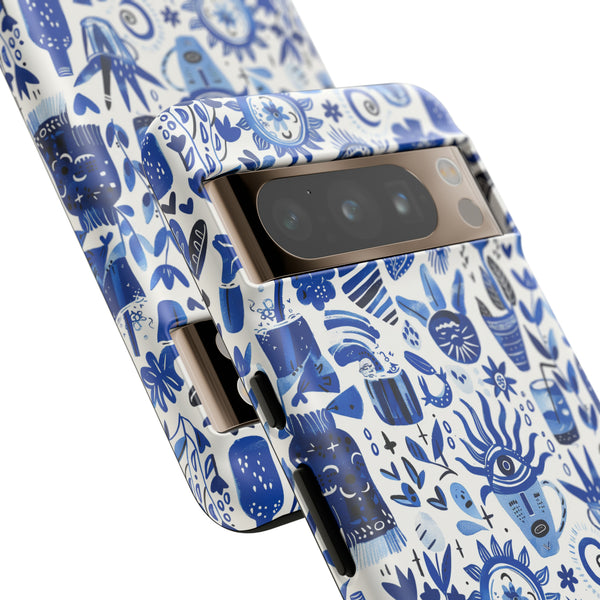 Blue State of Life Phone Case - Trendy Navy Blue Collage Protective Phone Cover for iPhone, Samsung, Pixel