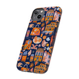 Citrus Coast Collage Phone Case - Blue Orange Trendy Coastal Art Protective Phone Cover for iPhone, Samsung, Pixel