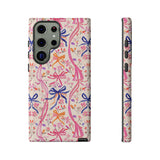 Whirly Bows Phone Case - Pink Preppy Flowers Protective Cover for iPhone, Samsung, Pixel
