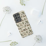 Bookshelf Phone Case - Neutral Beige Books and Plants Protective Cover for iPhone, Samsung, Pixel