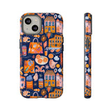 Citrus Coast Collage Phone Case - Blue Orange Trendy Coastal Art Protective Phone Cover for iPhone, Samsung, Pixel