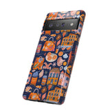 Citrus Coast Collage Phone Case - Blue Orange Trendy Coastal Art Protective Phone Cover for iPhone, Samsung, Pixel