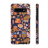 Citrus Coast Collage Phone Case - Blue Orange Trendy Coastal Art Protective Phone Cover for iPhone, Samsung, Pixel