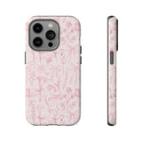 Pink Floral Bow Phone Case - Preppy Bows Protective Phone Cover for iPhone, Samsung, Pixel