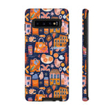 Citrus Coast Collage Phone Case - Blue Orange Trendy Coastal Art Protective Phone Cover for iPhone, Samsung, Pixel