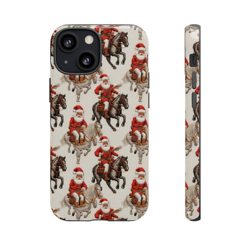 Cowboy Santa Embroidery Phone Case for iPhone, Samsung, Pixel