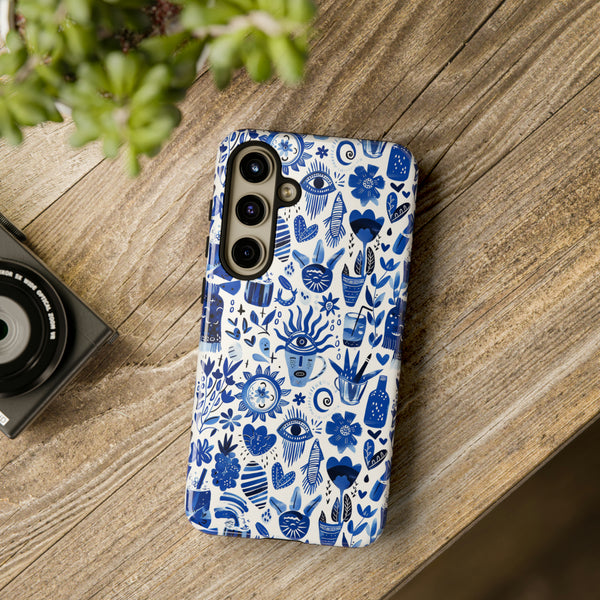 Blue State of Life Phone Case - Trendy Navy Blue Collage Protective Phone Cover for iPhone, Samsung, Pixel