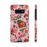 Strawberry Collage Phone Case - Pink Trendy Aesthetic Protective Phone Cover for iPhone, Samsung, Pixel