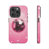 Disco Ball Phone Case - Pink Trendy Retro Mirror Ball Protective Phone Cover for iPhone, Samsung, Pixel