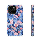 Beachy Blue Collage Phone Case - Trendy Navy Blue and Pink Aesthetic Protective Phone Cover for iPhone, Samsung, Pixel