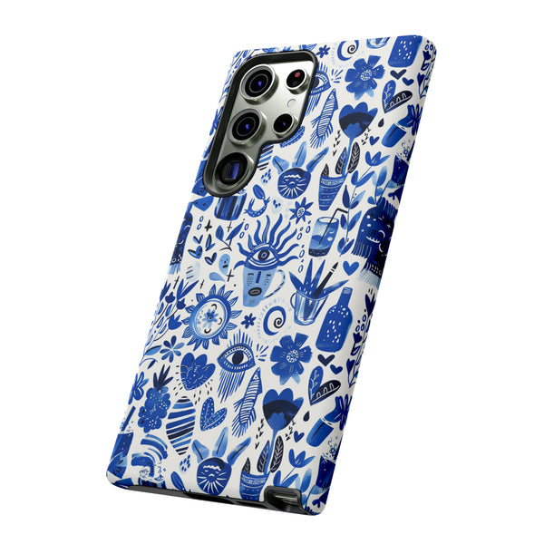 Blue State of Life Phone Case - Trendy Navy Blue Collage Protective Phone Cover for iPhone, Samsung, Pixel