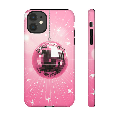 Disco Ball Phone Case - Pink Trendy Retro Mirror Ball Protective Phone Cover for iPhone, Samsung, Pixel
