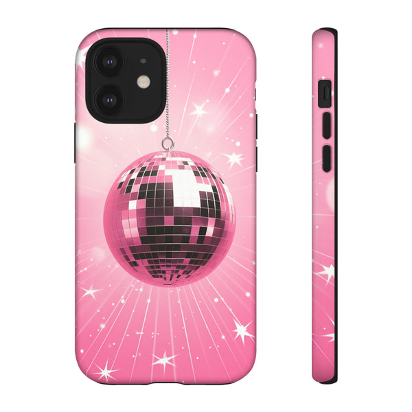 Disco Ball Phone Case - Pink Trendy Retro Mirror Ball Protective Phone Cover for iPhone, Samsung, Pixel