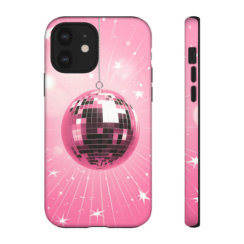 Disco Ball Phone Case - Pink Trendy Retro Mirror Ball Protective Phone Cover for iPhone, Samsung, Pixel