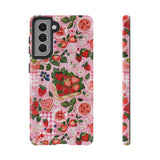 Strawberry Collage Phone Case - Pink Trendy Aesthetic Protective Phone Cover for iPhone, Samsung, Pixel