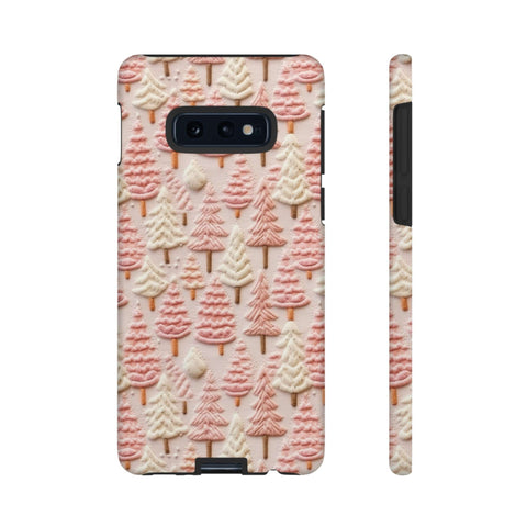 Pink Christmas Trees 3D Embroidery Phone Case for iPhone, Samsung, Pixel