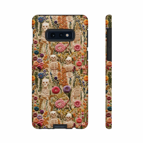 Skeletons in Bloom Garden 3D Aesthetic Phone Case for iPhone, Samsung, Pixel