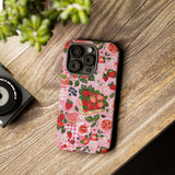 Strawberry Collage Phone Case - Pink Trendy Aesthetic Protective Phone Cover for iPhone, Samsung, Pixel