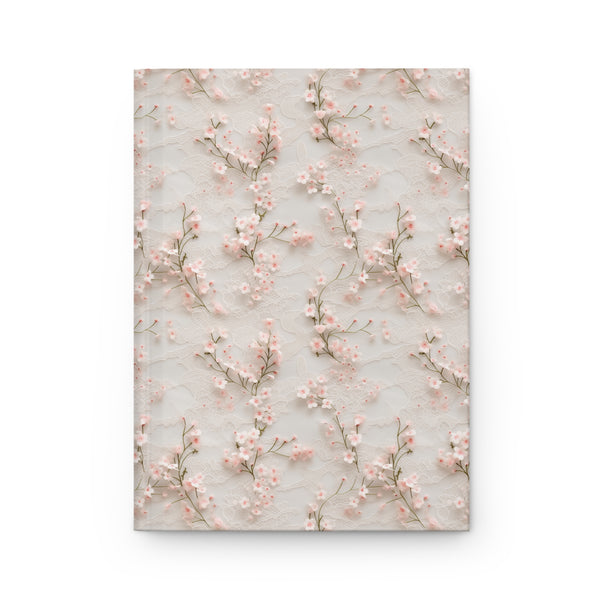 Delicate Pink Lace Flowers Journal - Vintage Floral Hardcover Notebook