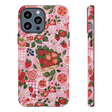 Strawberry Collage Phone Case - Pink Trendy Aesthetic Protective Phone Cover for iPhone, Samsung, Pixel