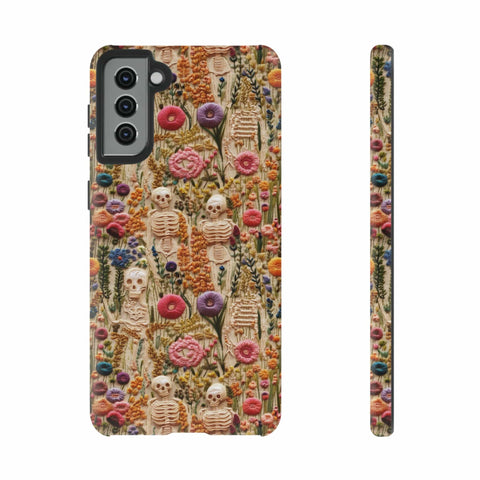 Skeletons in Bloom Garden 3D Aesthetic Phone Case for iPhone, Samsung, Pixel
