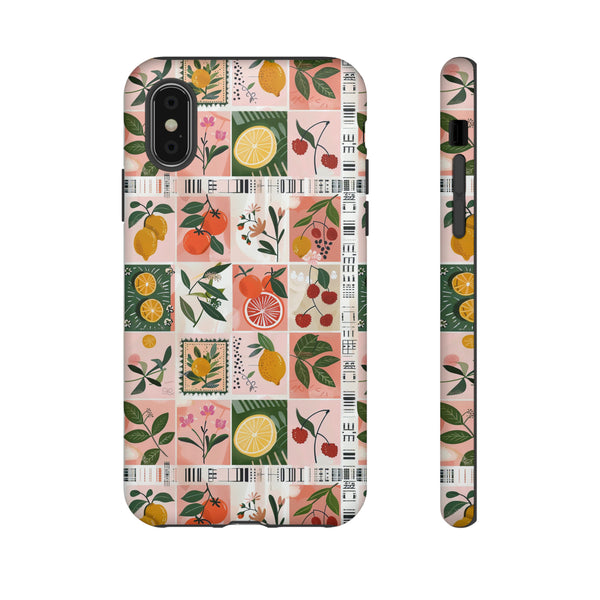 Fruit Stamps Collage Phone Case - Trendy Stickers Aesthetic Protective Phone Cover for iPhone, Samsung, Pixel