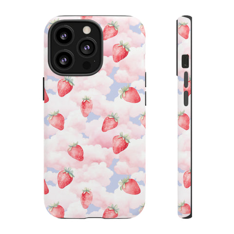 Dreamy Strawberry Cloud Phone Case - Pretty Pink Sky Protective Phone Cover for iPhone, Samsung, Pixel