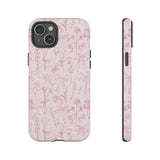 Pink Floral Bow Phone Case - Preppy Bows Protective Phone Cover for iPhone, Samsung, Pixel