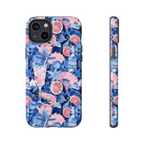 Beachy Blue Collage Phone Case - Trendy Navy Blue and Pink Aesthetic Protective Phone Cover for iPhone, Samsung, Pixel