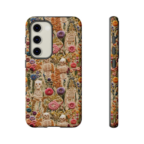 Skeletons in Bloom Garden 3D Aesthetic Phone Case for iPhone, Samsung, Pixel