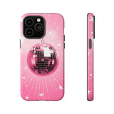 Disco Ball Phone Case - Pink Trendy Retro Mirror Ball Protective Phone Cover for iPhone, Samsung, Pixel