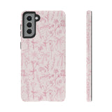 Pink Floral Bow Phone Case - Preppy Bows Protective Phone Cover for iPhone, Samsung, Pixel