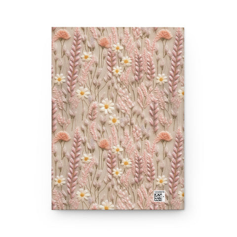 Rosy Meadow Pink Wildflower Journal - Hardcover Blank Lined Notebook