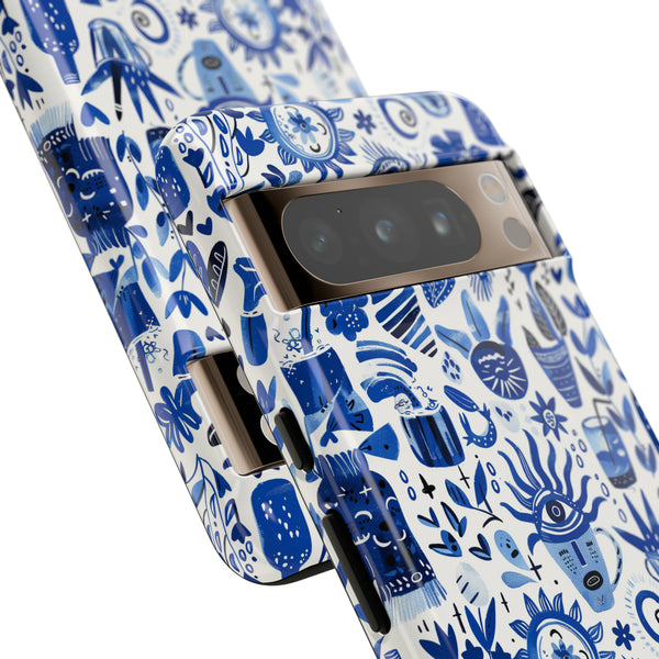 Blue State of Life Phone Case - Trendy Navy Blue Collage Protective Phone Cover for iPhone, Samsung, Pixel