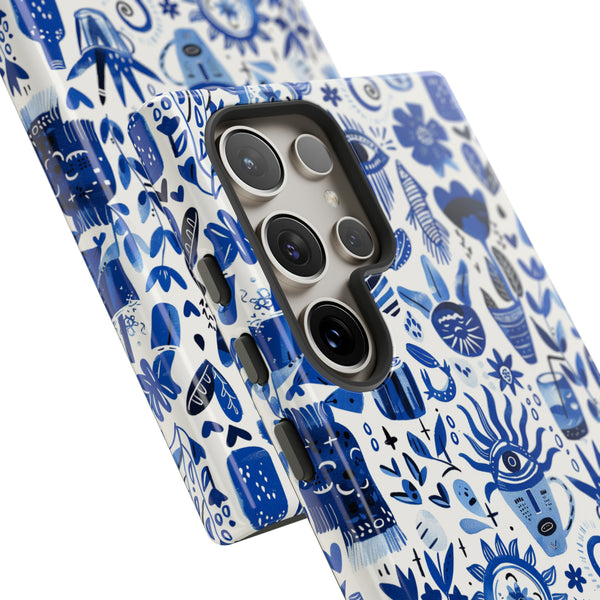 Blue State of Life Phone Case - Trendy Navy Blue Collage Protective Phone Cover for iPhone, Samsung, Pixel