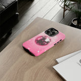 Disco Ball Phone Case - Pink Trendy Retro Mirror Ball Protective Phone Cover for iPhone, Samsung, Pixel